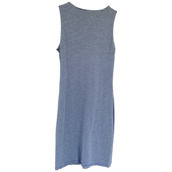 GAP Dress Women M Blue Striped Sleeveless Nautical Beach Twist Knot Knit Minimal - Picture 3 of 8